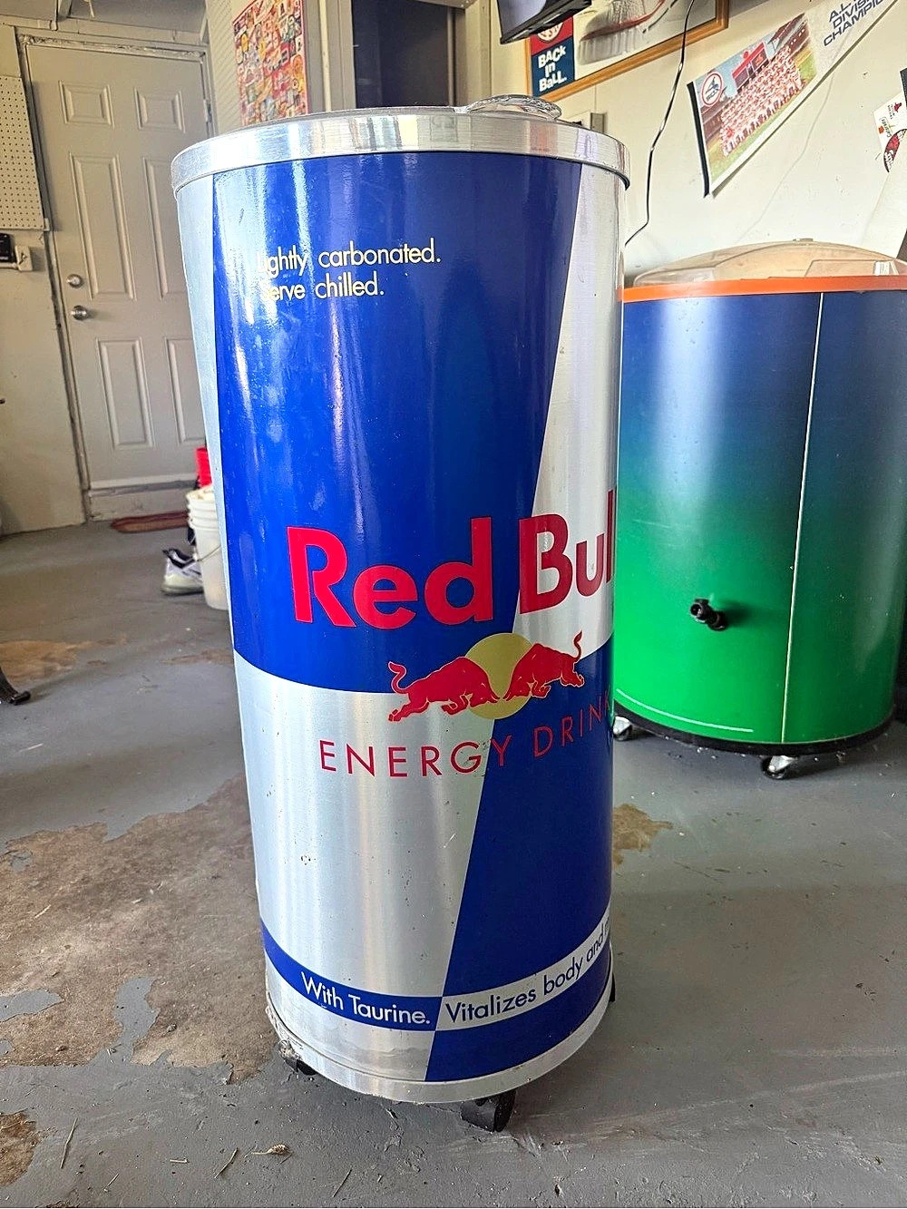 Red Bull Beverage Cooler Decor, Blue & Silver